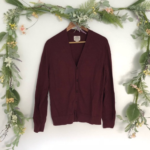 Other - Burgundy long sleeve button up vneck cardigan med